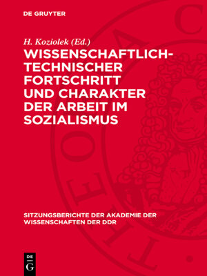 cover image of Wissenschaftlich-technischer Fortschritt und Charakter der Arbeit im Sozialismus